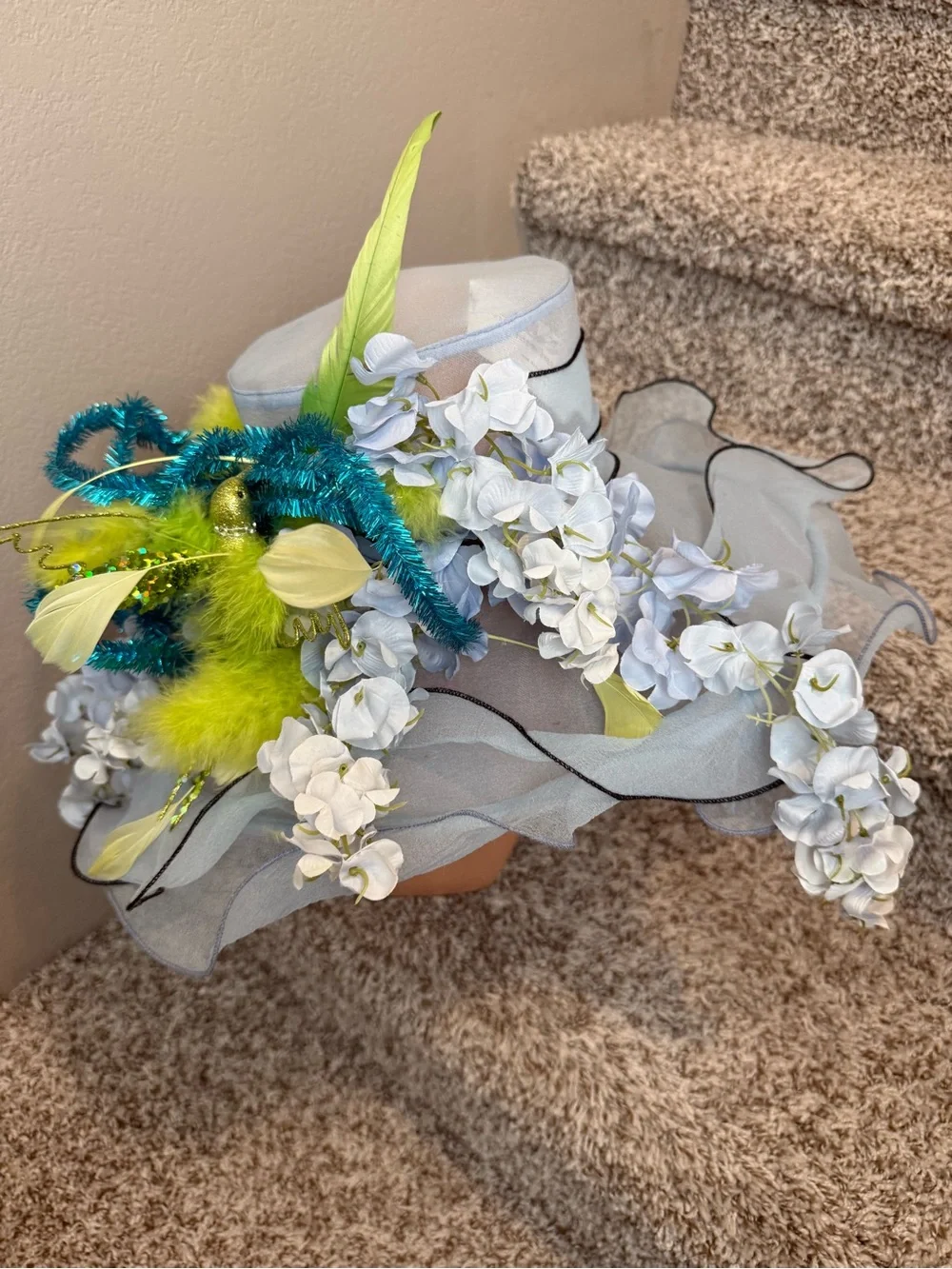 Blue green Floral Accent Hat evermore